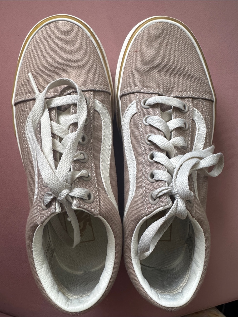 Vans Old Skool Low-Top Stacked Platform Canvas Sneakers Beige Tan Size 6